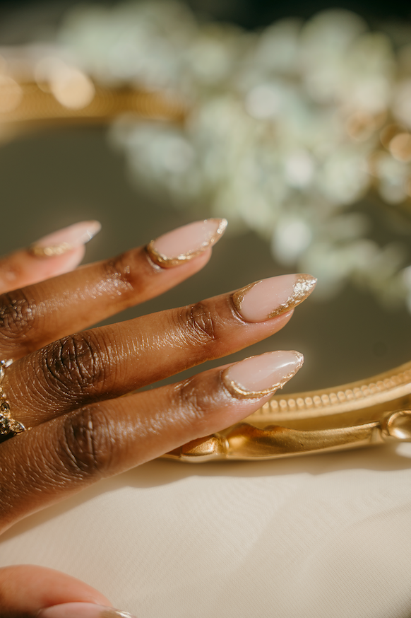 Goddess Press-On Nails | Gold Tip Almond Nails