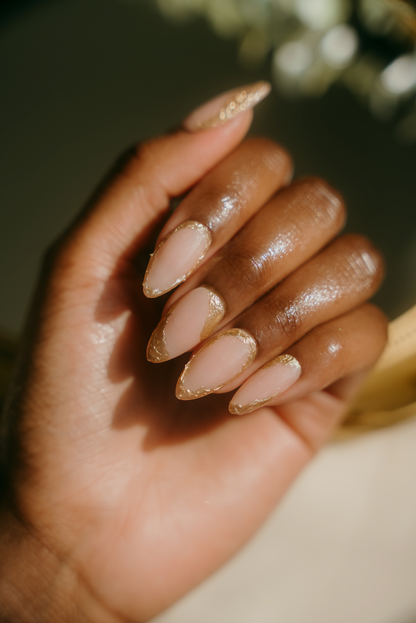Goddess Press-On Nails | Gold Tip Almond Nails